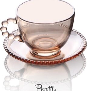 Perotti - Kaffee/Tee Glas Tassen + Untertassen - 6 Personen - Bronze