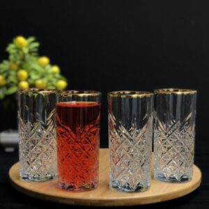 Pasabahce Timeless - Glazen Bekers - Set van 4 - Golden Touch