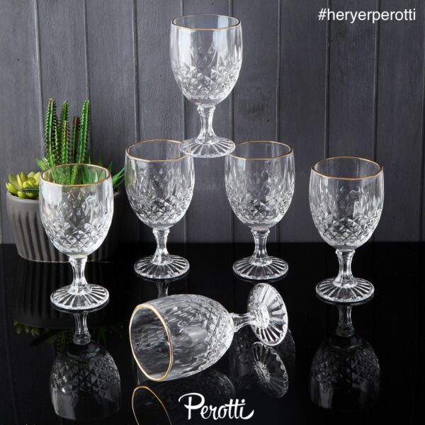 Perotti Diamante - Gold Ayakli Kadeh/Cam Bardak - Set van 6