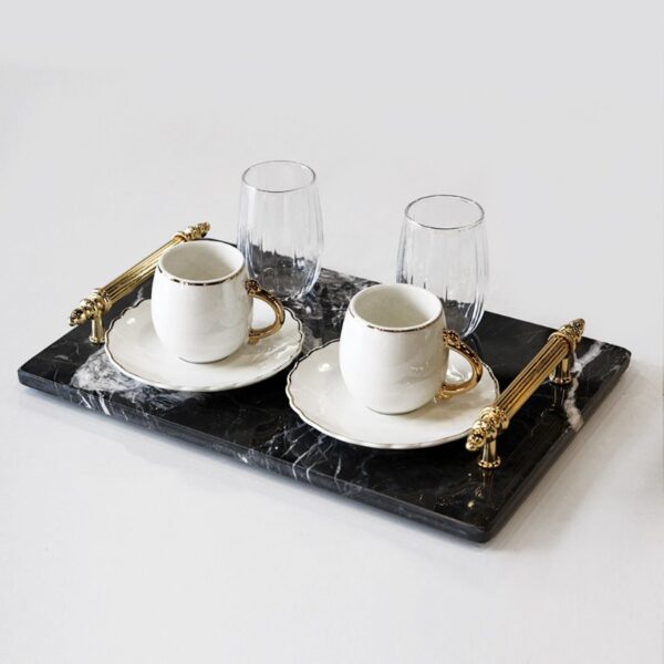 Homestar - Mermer Tepsi - Siyah/Gold - 20x30cm