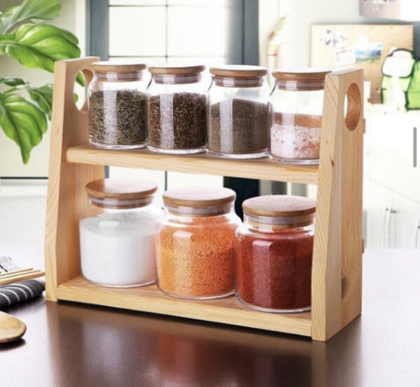 Gönul Kollektion - Bambu Kapakli Cam Baharatlik + Bambu Ständer - 8/Parca