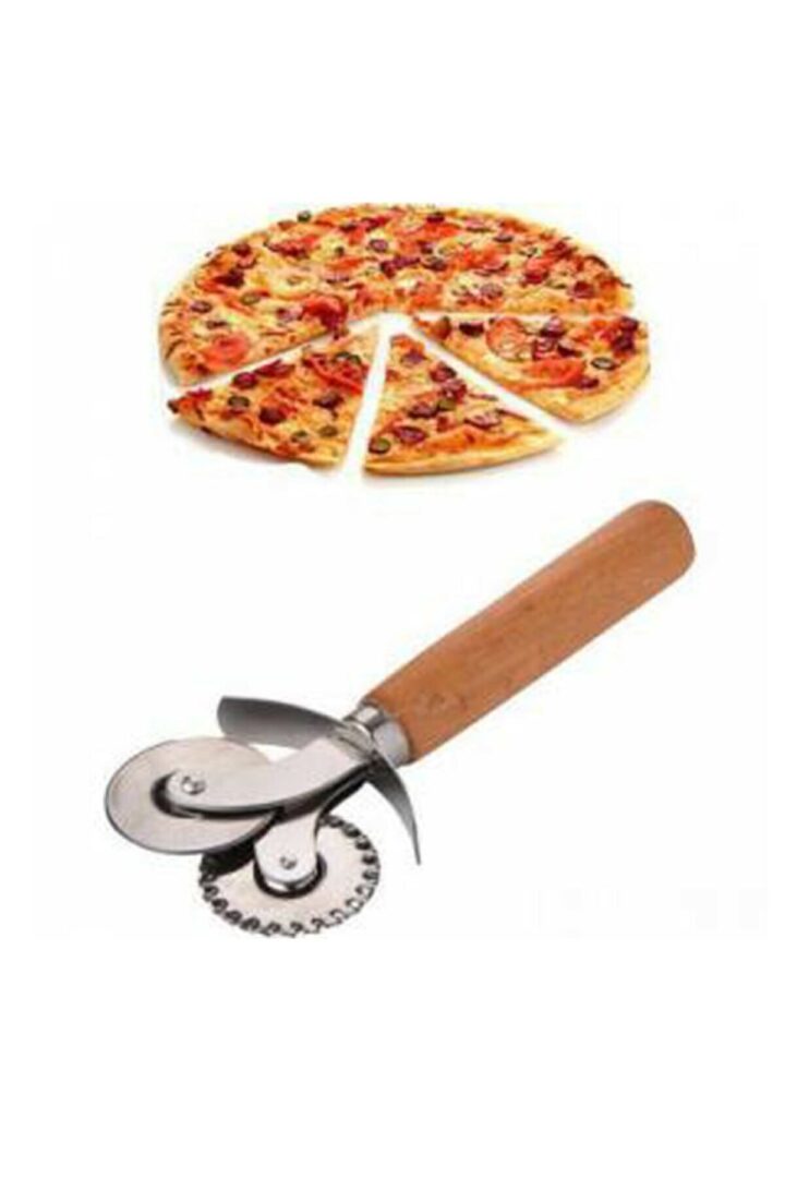 Balsa Home – Dubbele Pizza Snijder – 2'li Ahsap Pizza Kisici RVS – Celik – Decoratie