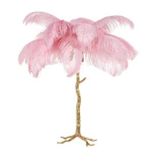 Homestar Tafellamp (80cm) - Palmboom Roze - Gouden Poot
