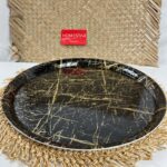 Homestar – Altin  Siyah Mermer – Yuvarlak Tepsi – 36cm – Goud Zwartmarble - Afbeelding 2