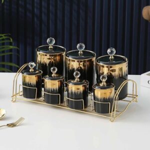 Homestar – Trend – Kruiden potjes – 7-delig – Goud  / Zwart