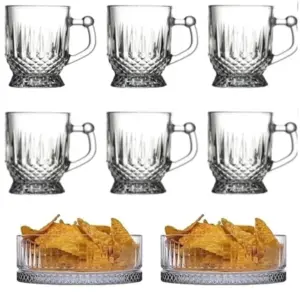 Paşabahçe - Coffee Mugs Cam Bardak & Elysia Cam Cerezlik Takimi - Set van 8