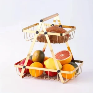 Homestar - Fruitmand - Broodmand - Metaal - 2-laags - Goud
