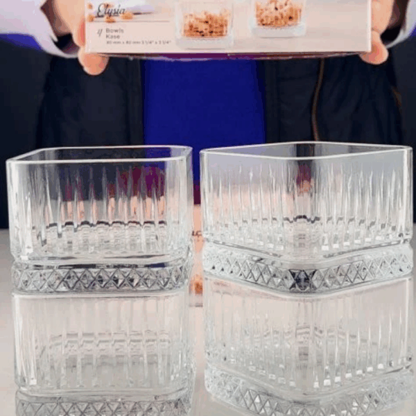 Pasabahce Elysia - Kare Kase Takimi - Glazen Kommetjes - Set van 4