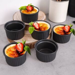 Almina Souffle - Oven Kommetjes - Firin Sutlac Kase Takimi - Set van 6 - Zwart