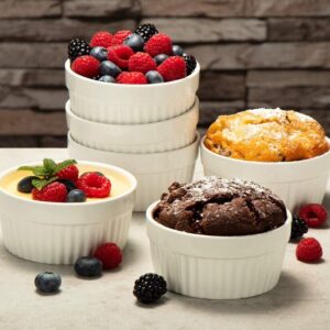 Almina Souffle - Oven Kommetjes - Firin Sutlac Kase Takimi - Set van 6 - Wit