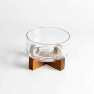 Homestar - Glazen Kom op Acacia Houten Standaard – 15 cm