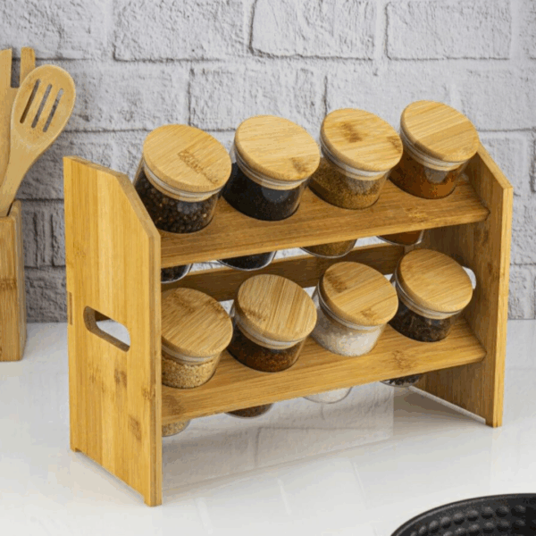 Bavary - Bamboe Kruidenrek + 9-delig set - Glas