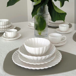 Almina Daisy - Porselein Serviesset - 24-delig - 6 Persoons - Wit