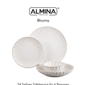 Almina Bloomy - Porselein Serviesset - 24-delig - 6 Persoons - Wit