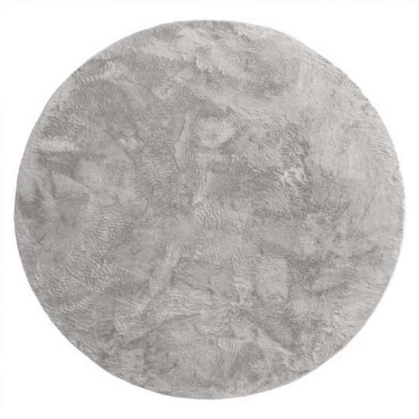 Rond Hoogpolig Vloerkleed Ø 80 cm – Fluffy & Zacht Tapijt – Modern Pluche Rond Kleed voor Woonkamer of Kinderkamer – Licht Grijs