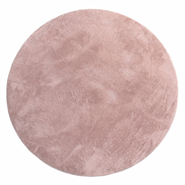 Rond Hoogpolig Vloerkleed Ø 80 cm – Fluffy & Zacht Tapijt – Modern Pluche Rond Kleed voor Woonkamer of Kinderkamer – Roze