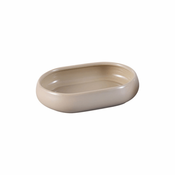 Chubby 3 Serveerschalen Taupe – Set van 3 Ovale Schalen 17x13 cm – Moderne Tapasschalen van Keramiek – Stijlvol