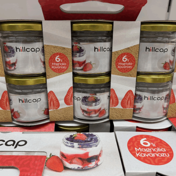 330 ml Glazen Pot met Deksel --6Stuks– Cam Kavanoz – Dessert- & Voorraadpot – Magnolia – Metalen Deksel in Zwart, Wit of Goud – Luchtdicht - Afbeelding 2
